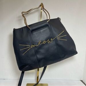 Black Cat Handle Bag Crossbody. Meow! Adjustable strap. Pre-owned.